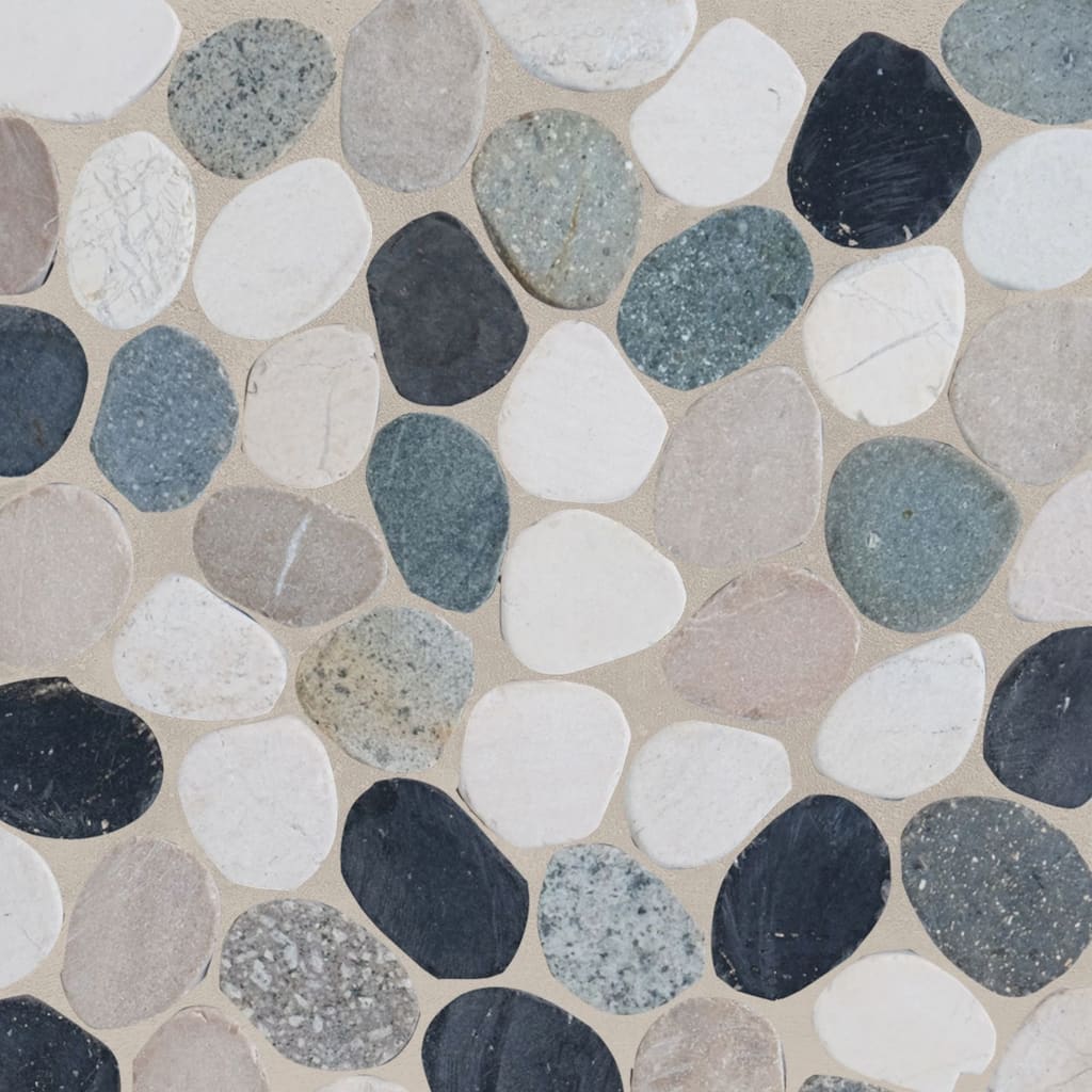 Ibiza Sliced Pebble Mosaic, Backsplash Kitchen Walls, Shower and Bathroom Floors 12" X 12" (5 Sqft per case) - Case (5 Tiles)