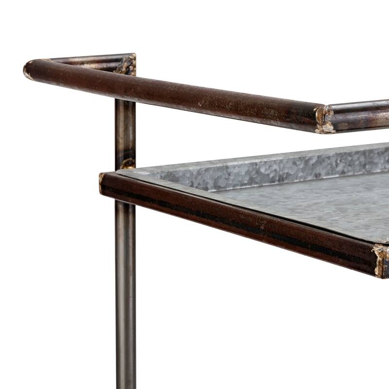 30.7x17.1x34.6" Percy Galvanized Metal Bar cart in Gray & Black