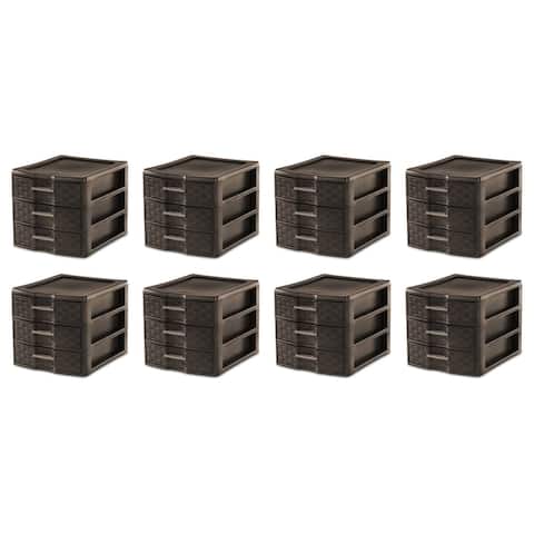 Sterilite Medium Weave Craft Office Supplies 3 Drawer Storage Organizer (8 Pack) - 2.7