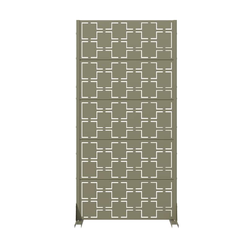 Modern Metal Privacy Screen Outdoor Decorative Partition with Stable Base Hanging Plant-Friendly Panel - 60"H x 30"W