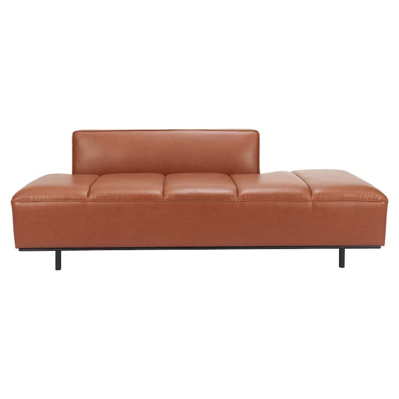 HomeRoots 79" Brown Faux Leather Sofa With Black Legs