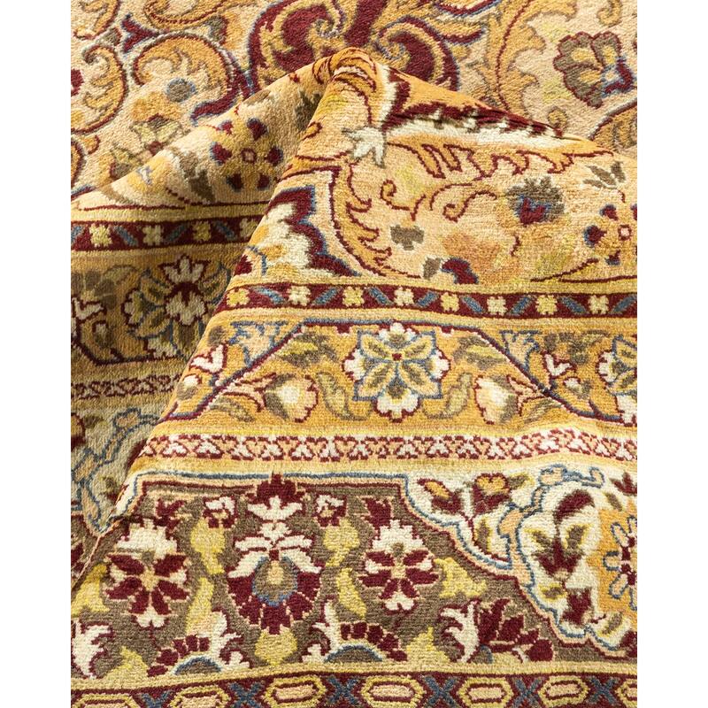 Overton Handknotted Wool Traditional Oriental Yellow Area Rug - 9' x 12'