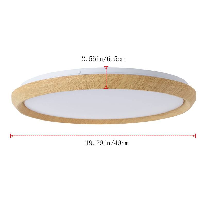 Modern Wood Grain Flush Mount Ceiling Light Milky White LED Fixture for Living Room Bedroom