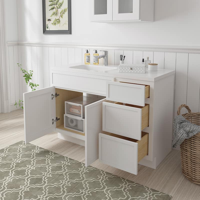 Vanity Art 54" Birch Freestanding Bathroom Vanity Cabinet without Top