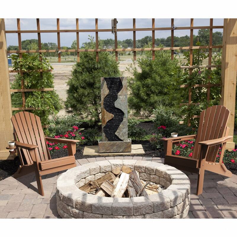 Vrakae Folding Adirondack Chair with Cup Holder Set of 2 - Brown