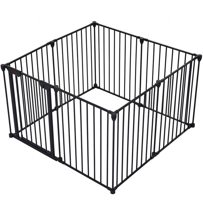 Black Steel 4-in-1 Configurable Safety Gate for Kids and Pets