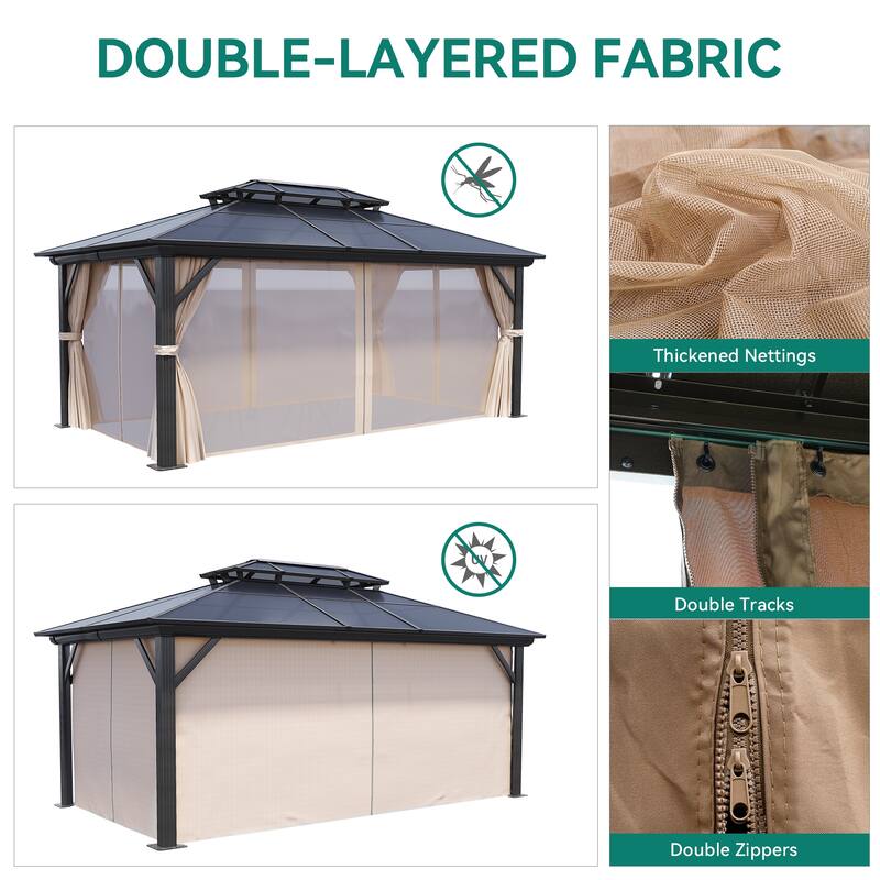 Outdoor Metal Patio Gazebo With Curtains