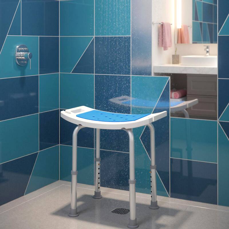 Homcom 6-Level Adjustable Curved Bath Stool Spa Shower Chair Non-Slip Design for the Elderly, Injured, & Pregnant Women