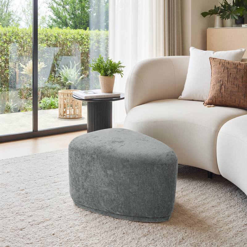 Bonnie 26"/43" W Chenille Small/ Oversized Triangular Cheese Ottoman