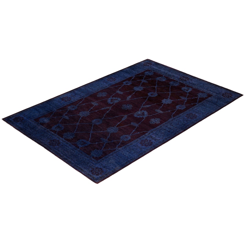 Overdyed One-of-a-Kind Hand-Knotted Area Rug - Purple - 6' 1" x 9' 2"