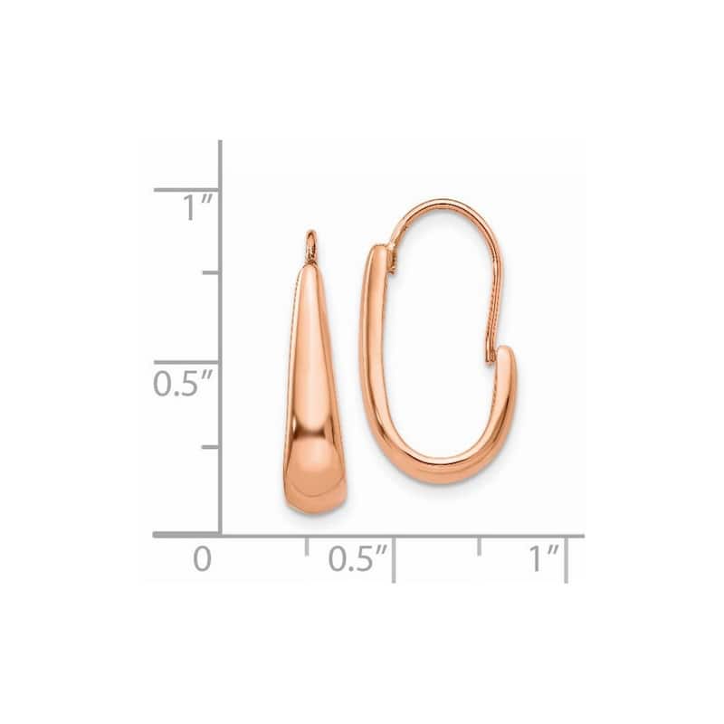 Curata 14k Rose Gold Polished Tapered Small J Hoop Wire Earrings 8x5mm