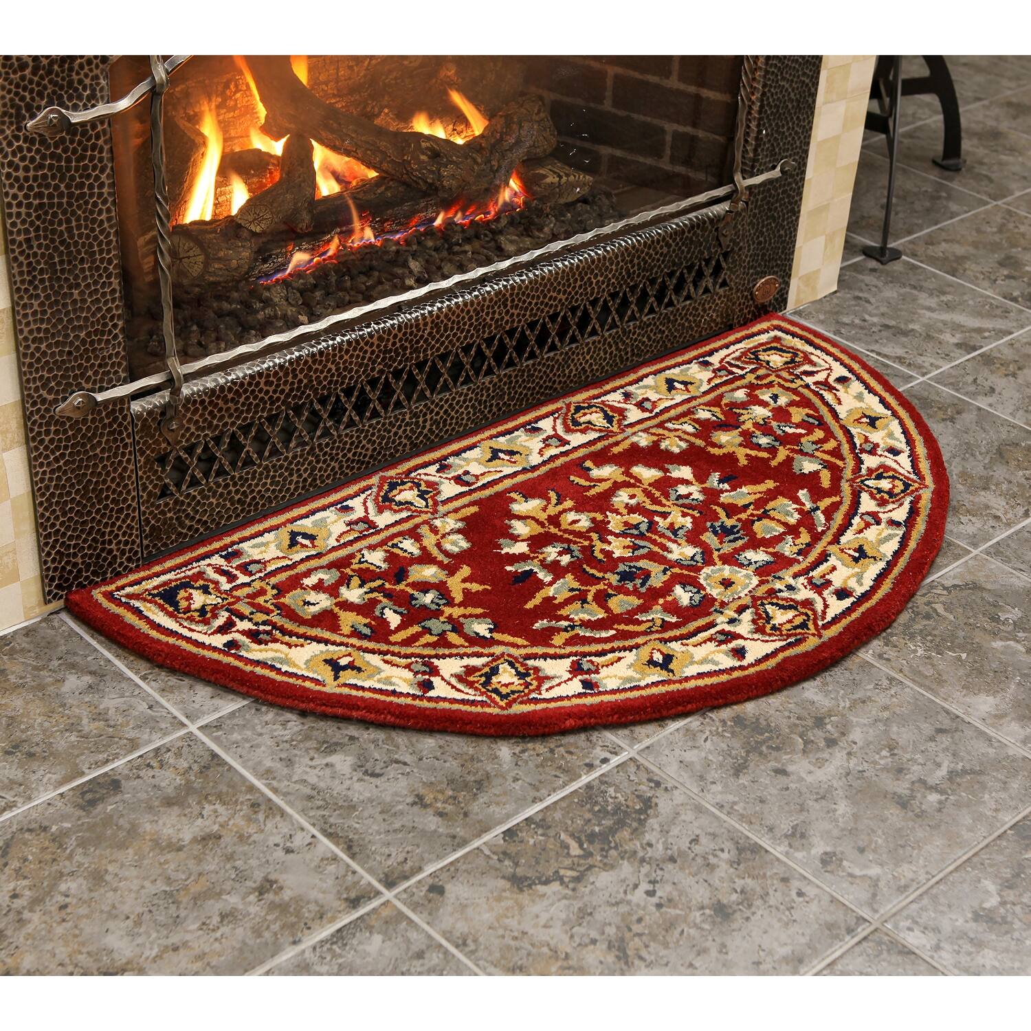 Minuteman International Oriental Half Round Hearth Rug, 44 Inch Long
