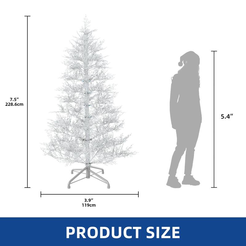 6 /7.5 FT Prelit White Artificial Birch Christmas Tree with Remote