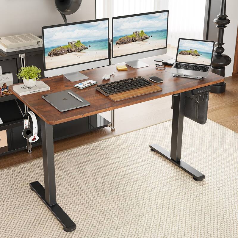 Electric Standing Desk Adjustable Height Sit Stand Home Office Desk With Splice Board