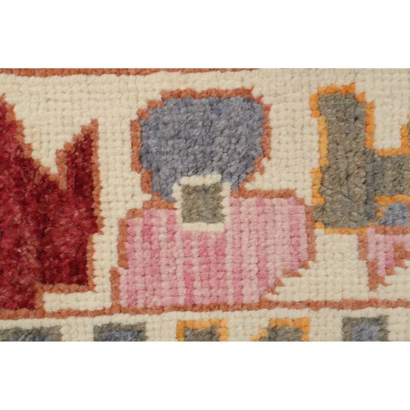 Hand Knotted Oriental 100% Wool Carpet Modern Geometric Multi-Colored Gabbeh Area Rug - 14' 1'' X 10' 4''