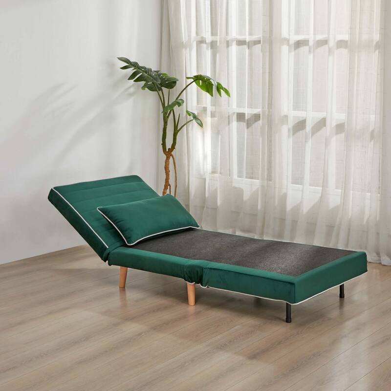 CANON Modern Velvet Foldable Sofa Bed with Piping Design - 3-Position Adjustable Backrest