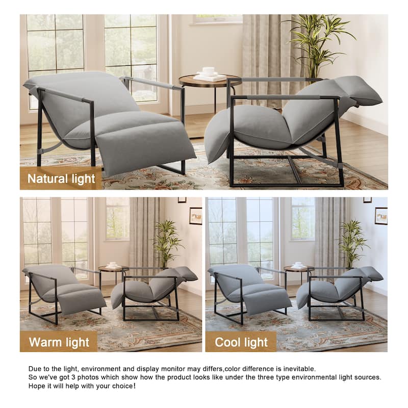 Metal Sling Accent Chairs Armchair with Adjustable Headrest Set of 2