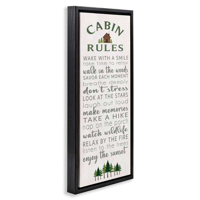 Stupell Fun Rustic Cabin Rules Framed Floater Canvas Wall Art Design By Seven Trees Design