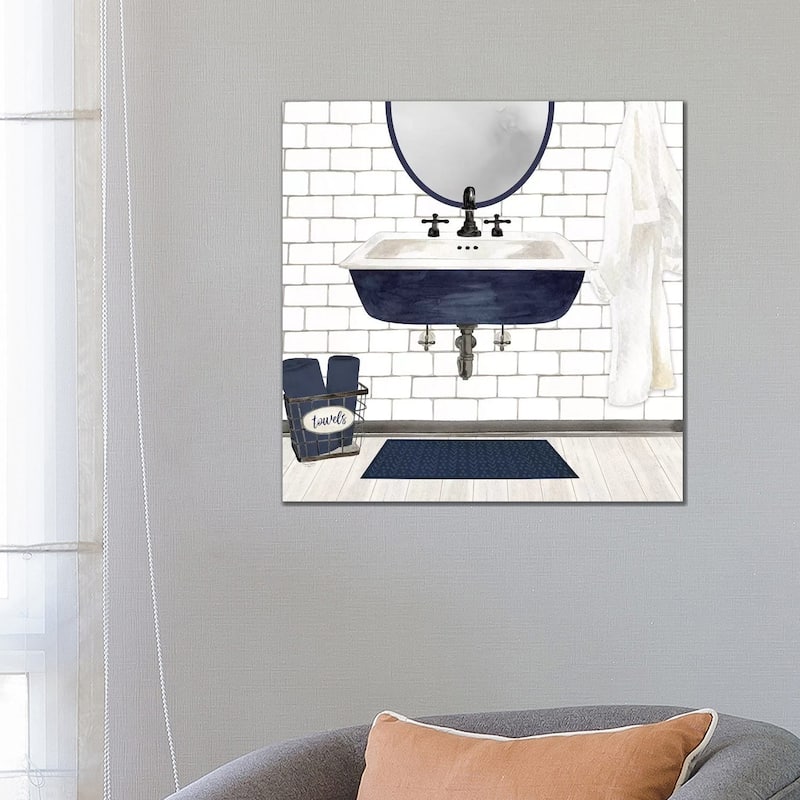 iCanvas "Farmhouse Bath II Navy-Sink" by Tara Reed Canvas Print - 26x26x1.5