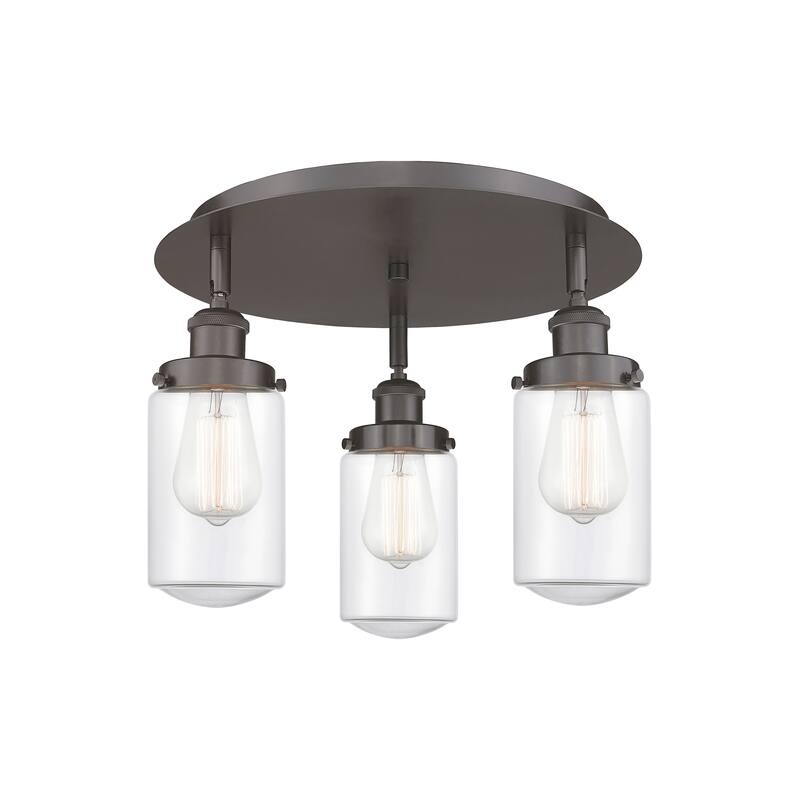 Innovations Lighting Dover - 3 Light 16" Flush Mount - Clear/Oil Rubbed Bronze
