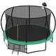 preview thumbnail 11 of 12, 14 ft. Green Round Outdoor Trampoline with Safety Enclosure Net and Ladder