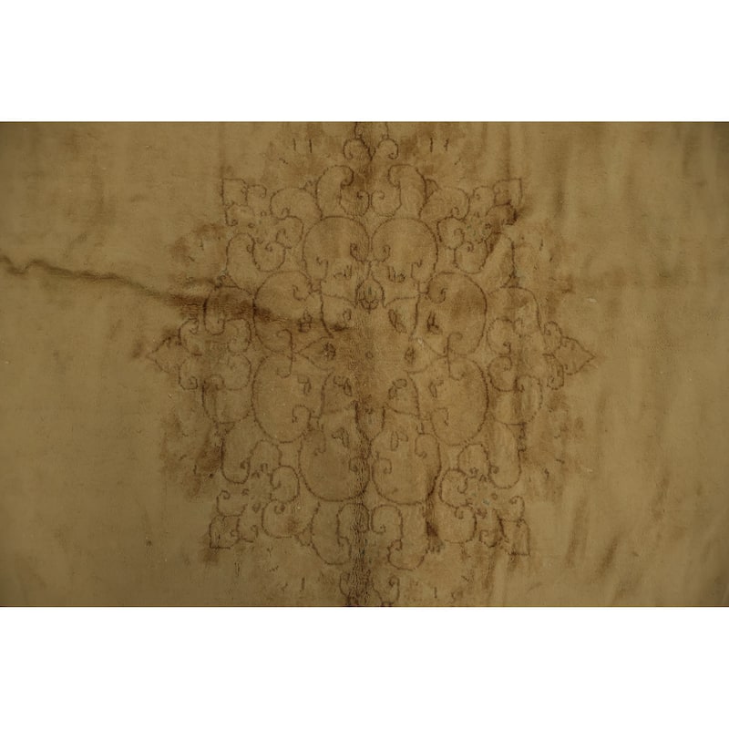 Hand Knotted Oriental 100% Wool Carpet Traditional Floral Yellow & Gold Kerman Area Rug - 11' 10'' X 8' 10''