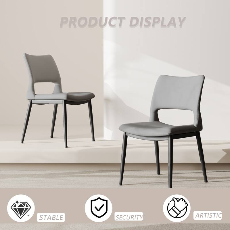 Modern minimalist PU leather Dining Chairs Set of 2, comfortable backrest design, metal leg support, for restaurants, kitchens