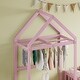 preview thumbnail 3 of 7, Twin Size Wooden Children's Bed Platform Bed with Detachable Headboard and Integrated Clothes Drying Rack