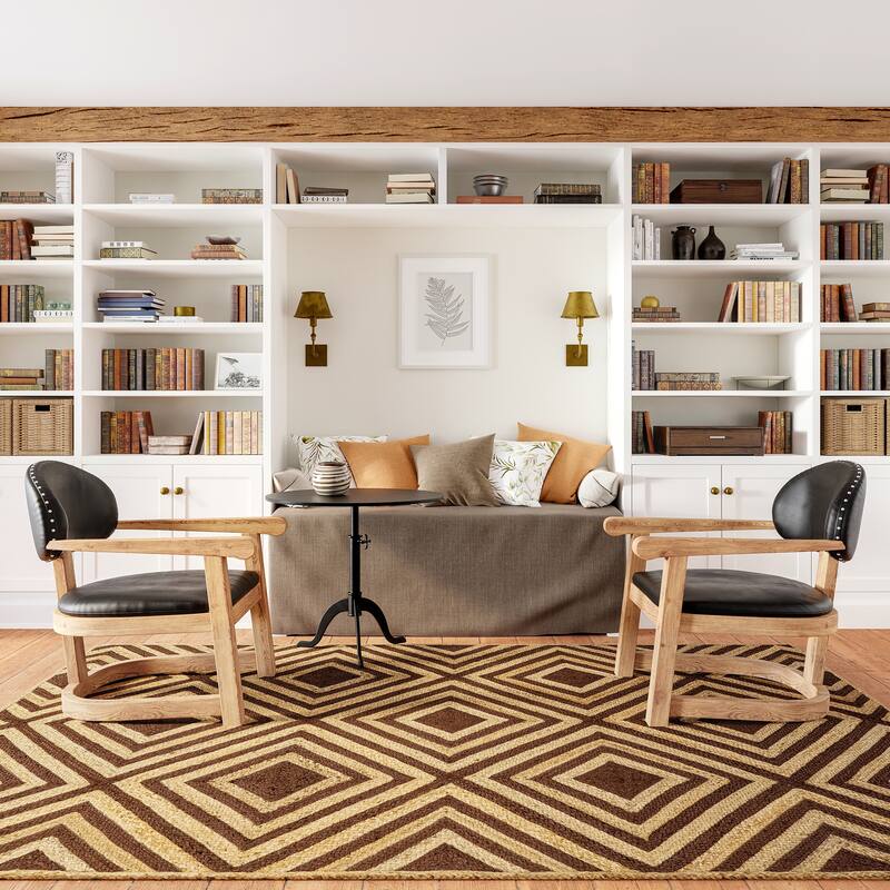 Dogwood Tiled Jute Area Rug - 5' x 8' - Brown
