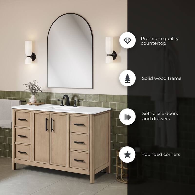 OVE Solas Bathroom Vanity with White Engineered Stone Top