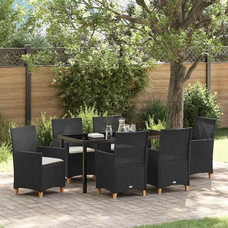 vidaXL Garden Dining Set Poly Rattan - Black-21.65x23.62x36.61