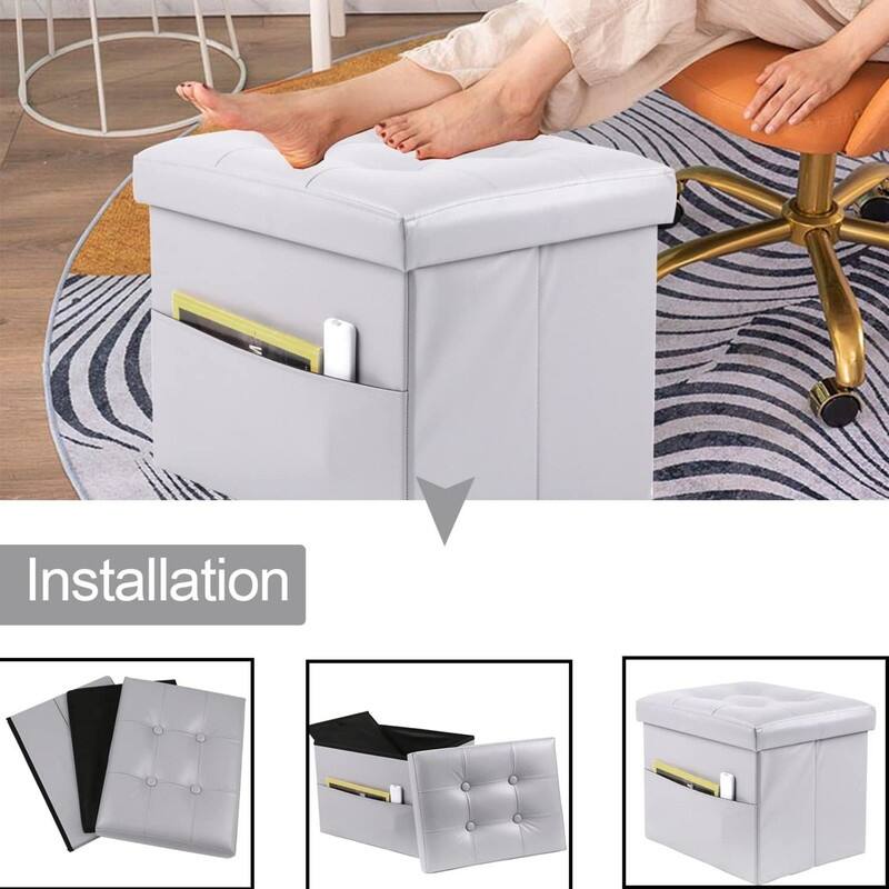 17"Storage Ottoman Folding Footstool