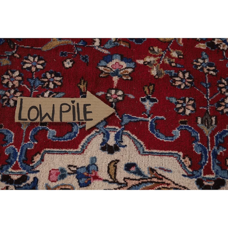 Hand Knotted Oriental 100% Wool Carpet Traditional Floral Red Mashad Area Rug - 12' 11'' X 10' 1''