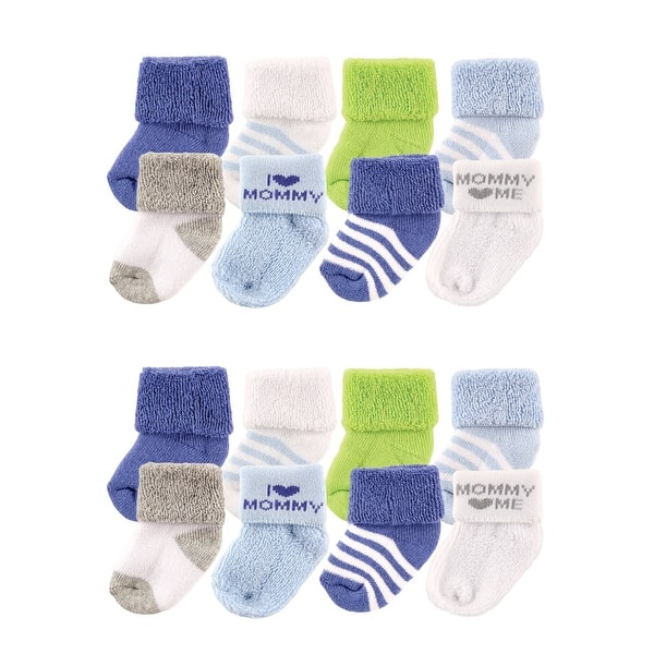 slide 1 of 1, Luvable Friends Baby Cotton Rich Terry Socks 16-Pack, Blue Mommy 0-6 Months - Blue Mommy