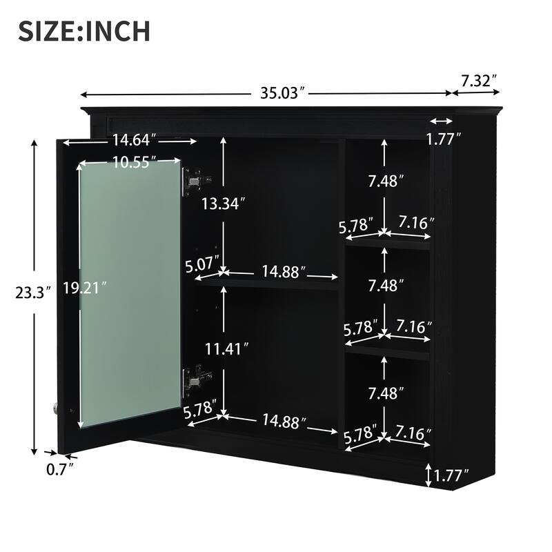 Roomfitters 36" Modern Vanity with Sink and Medicine Cabinet, Bathroom Cabinet with 2 Doors and 4 Drawers