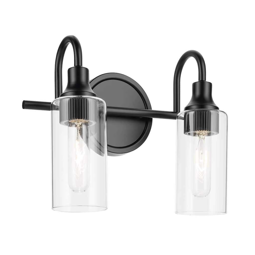 Kichler Lighting Kavi 12.5" 2-Light Vanity Light with Clear Glass in Black
