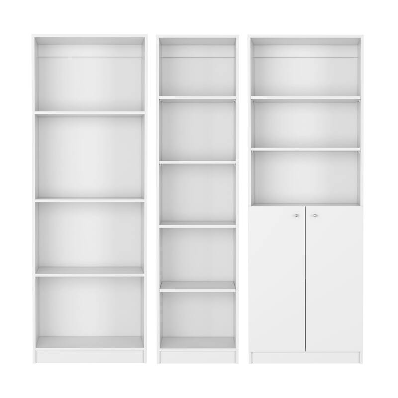 Simla 3 Piece Living Room Set with 3 Bookcases, White