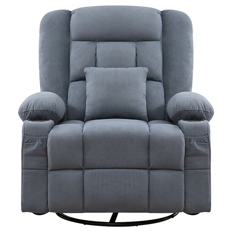 Recliner Chair with 4-Point 3D Kneading Massage and Heat for Living Room - Blue