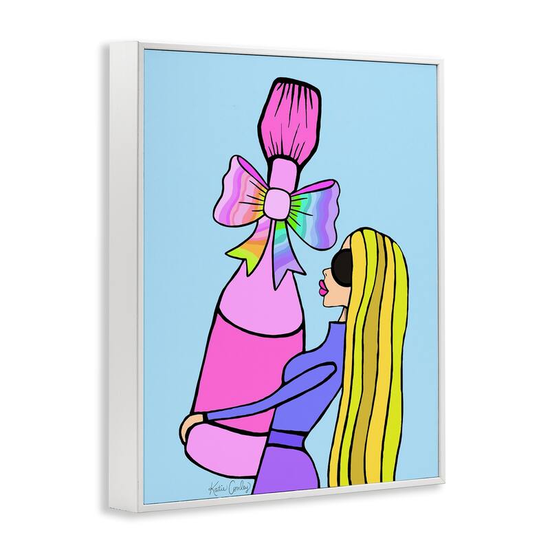Stupell Bold Fashionista with Wine Bottle Framed Giclee Art Design By Katie Conley