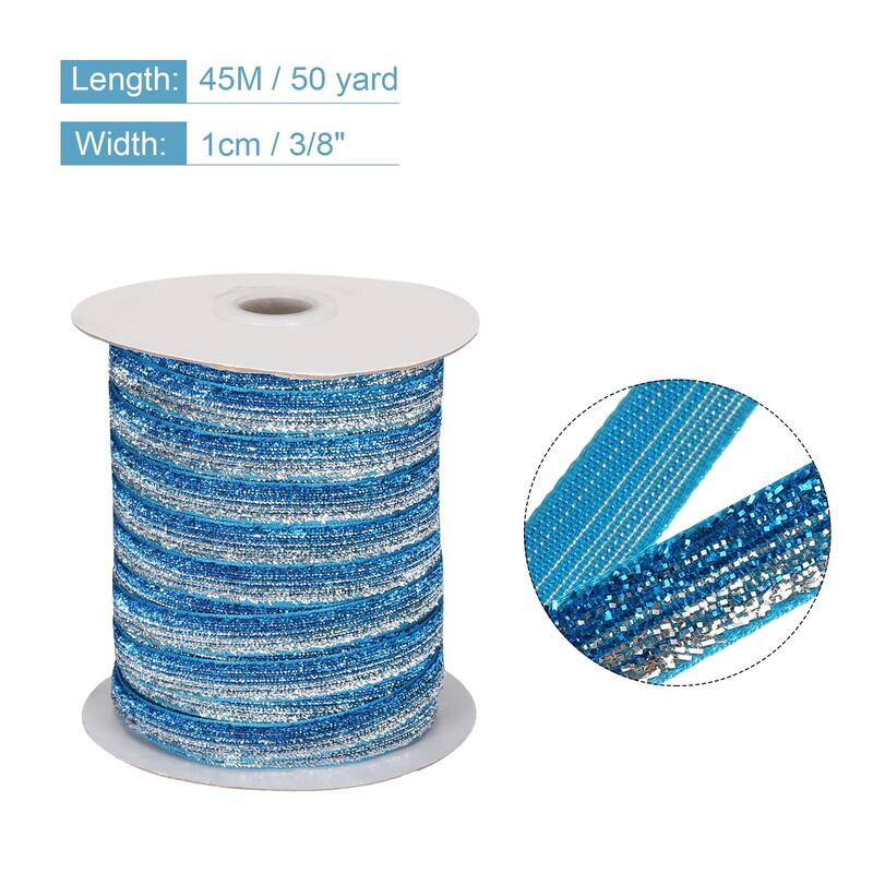 Metallic Glitter Velvet Ribbon 3/8 Inch x 50 Yard Single Face Ribbon - Deep Blue
