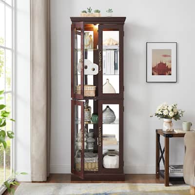 Lighted Glass Curio Display Cabinet