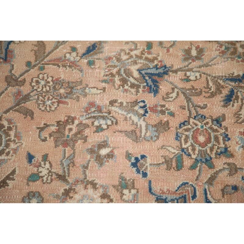 Hand Knotted Oriental 100% Wool Carpet Traditional Floral Pink Mashad Area Rug - 12' 5'' X 9' 7''