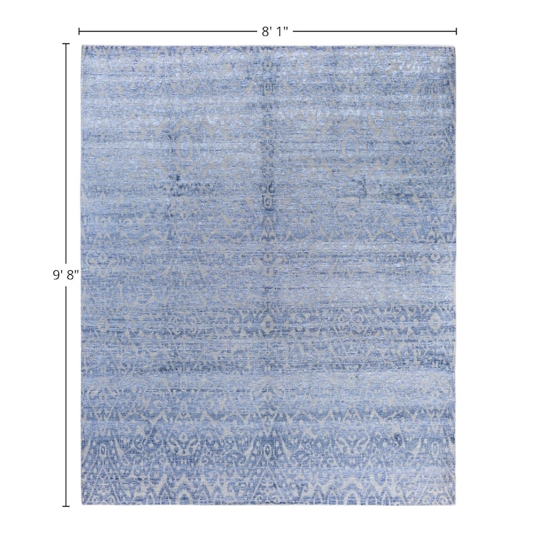 Modern One-of-a-Kind Handmade Area Rug, Blue - 8' 1" x 9' 8"