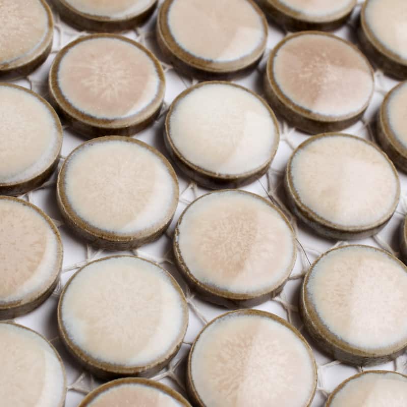 Merola Tile Hudson Penny Round Truffle 11-7/8" x 12-5/8" Porcelain Mosaic Floor and Wall Tile