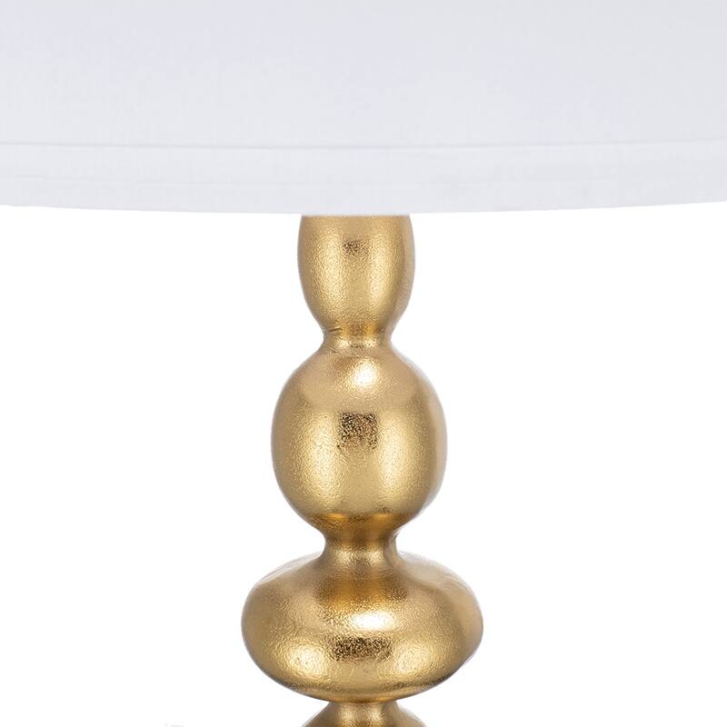 D15x29.5" Gold and White Table Lamp with Round Four Tiered Body