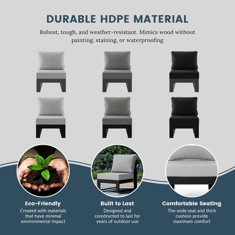 Endless Patio Deep Seating Armless Chair with Black Frame