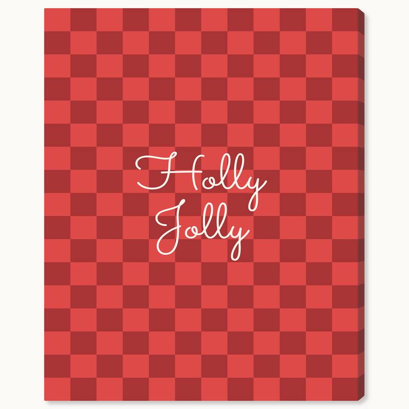 Wynwood Studio Canvas Typography and Quotes Holly Jolly Kingdom Squared Red Modern & Contemporary Wall Art Canvas Print