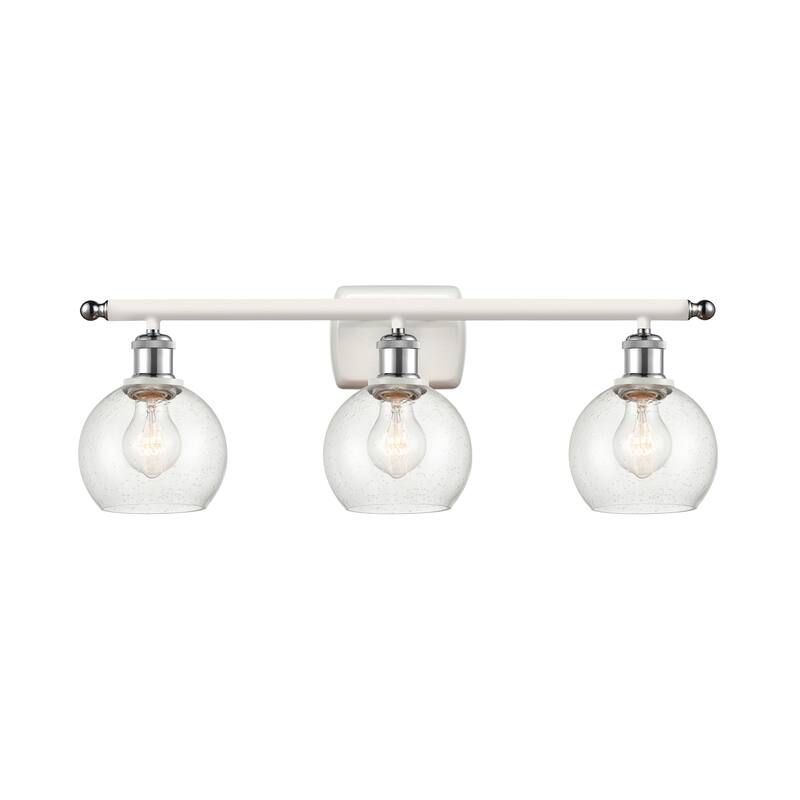 Innovations Lighting Athens 3 Light 26" Bath Vanity Light - 6" Shade - Seedy/White and Polished Chrome