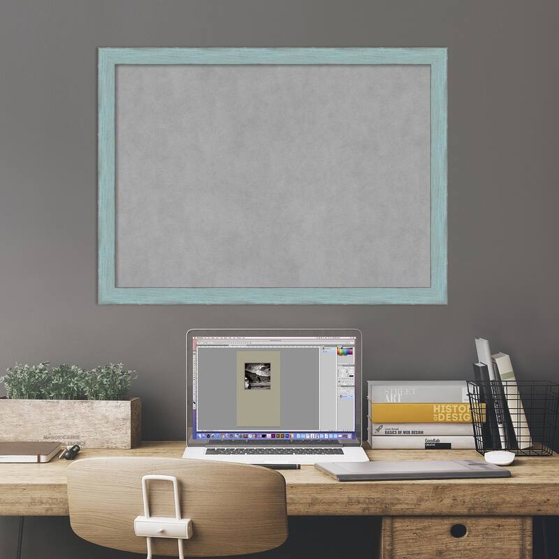 Framed Magnetic Board, Sky Blue Rustic