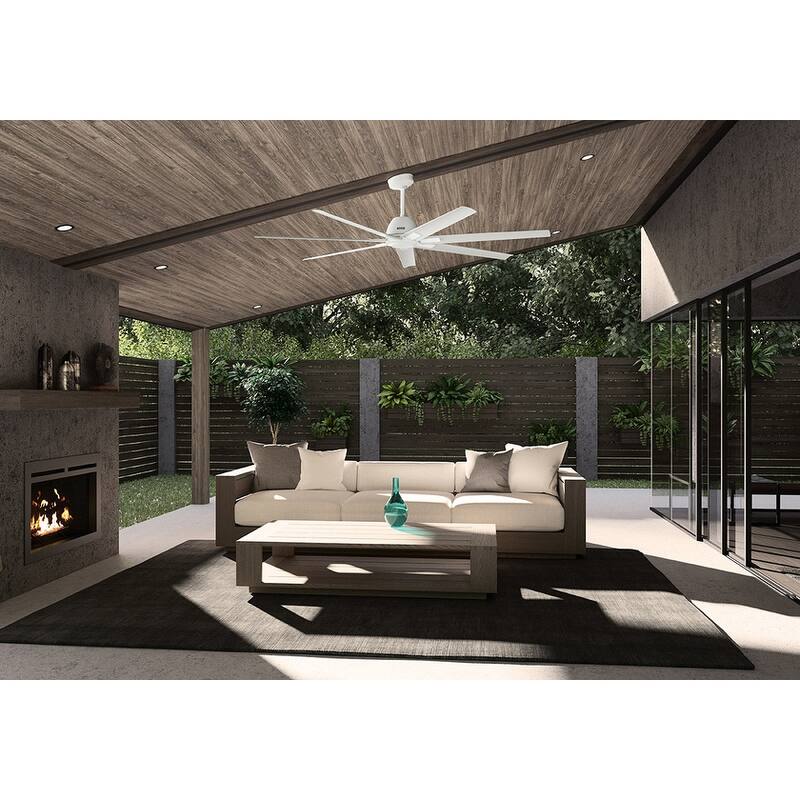 Hunter 72" Downtown Windmill Outdoor Ceiling Fan & Wall Control - Damp Rated - Industrial, Modern - ENERGY STAR!